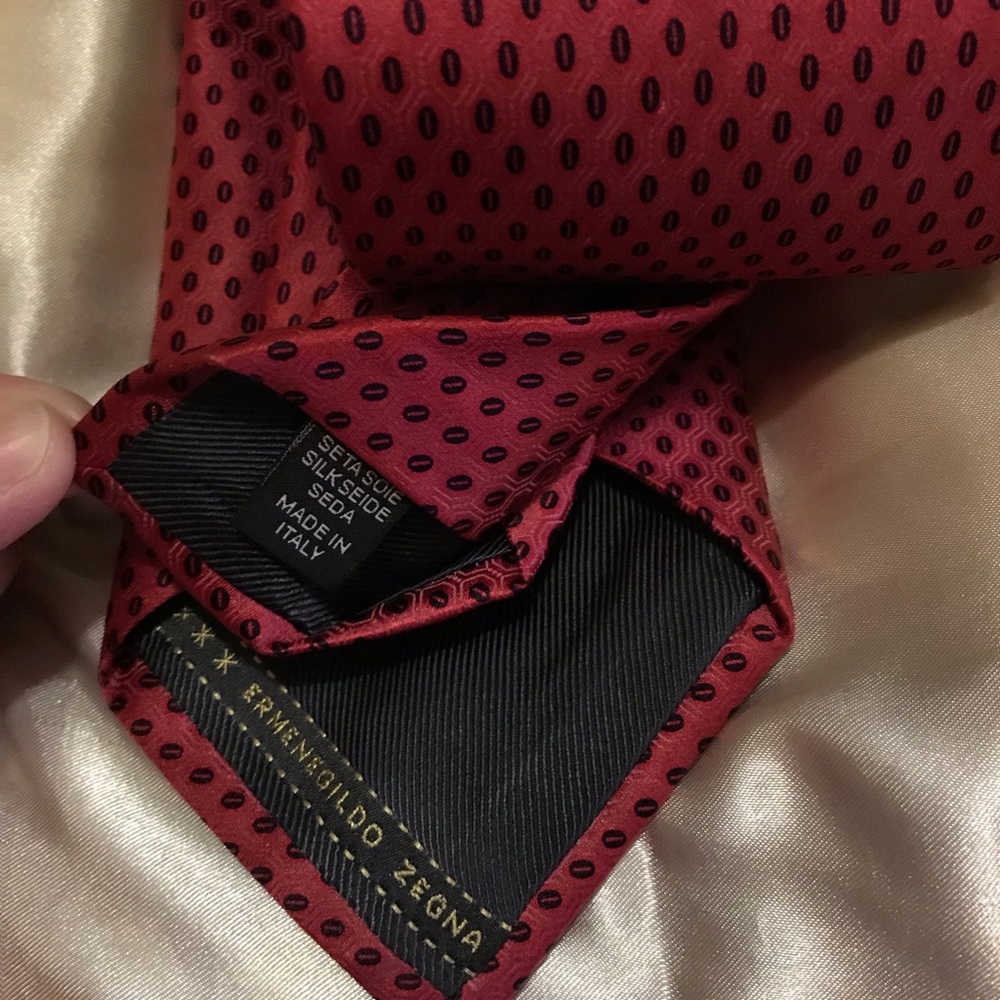 Beautiful Elegant Red Silk Ermenegildo Zegna Tie - image 4